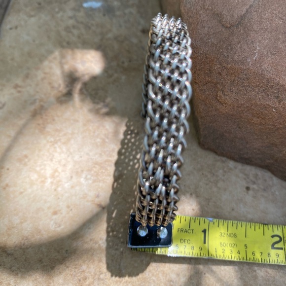 Sterling silver open “basket weave” cuff bracelet - Picture 6 of 9